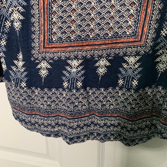 Lucky Brand Cotton Floral Print Boho Peasant Blouse in Women's Size L - Picture 8 of 8